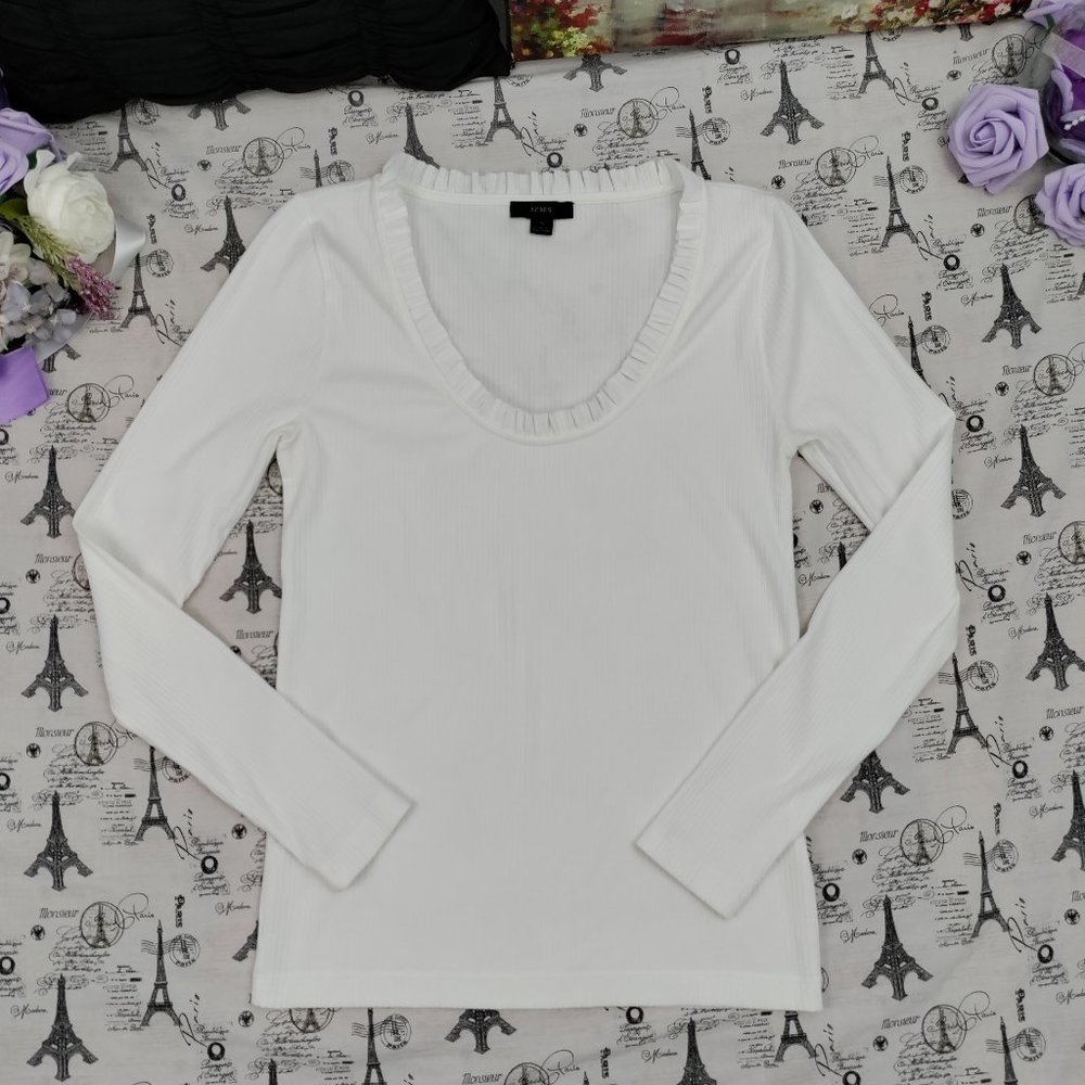 J. Crew White Long Sleeve T-shirt Size S